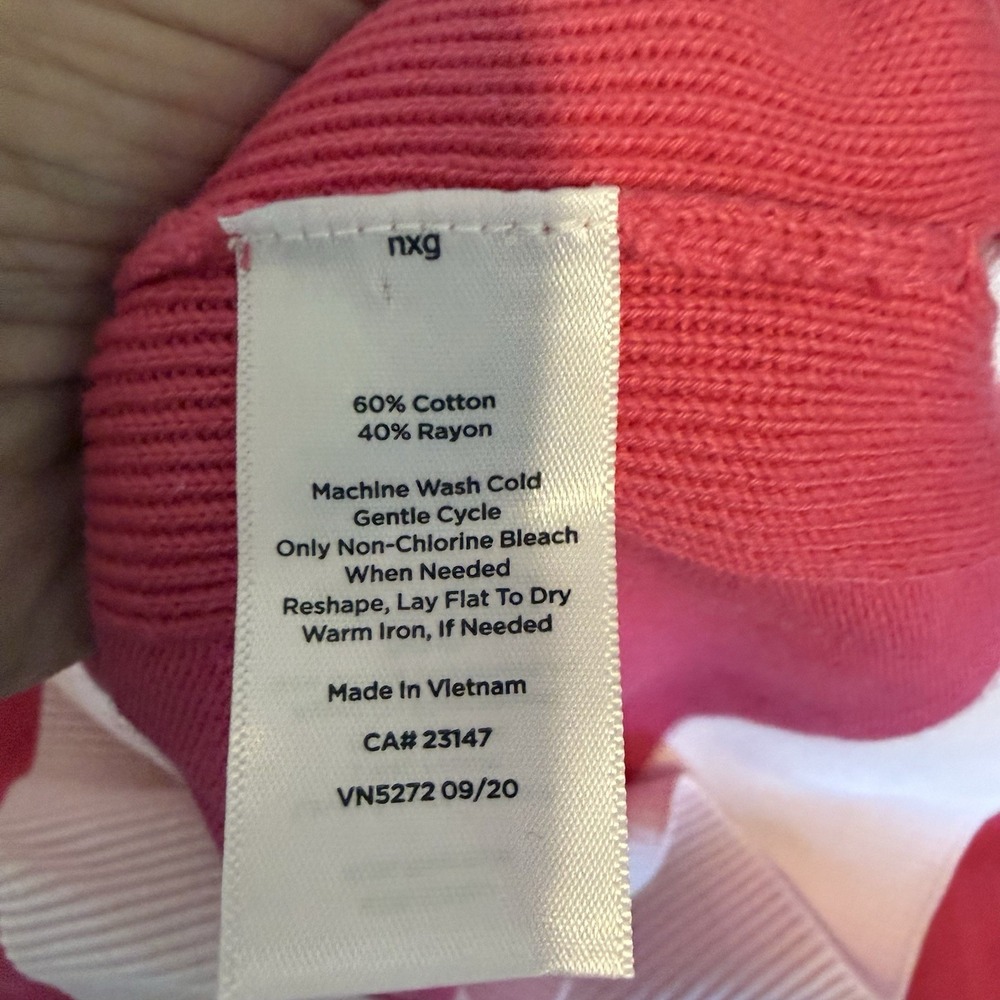 TALBOTS Large petite Pink Cardigan Contrasting Trim Stretch Knit Cotton Blend - Picture 6 of 8
